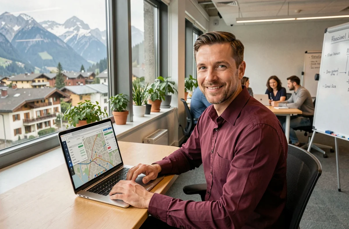 Chef de projet SEO d'Alpiweb travaillant sur une stratégie de référencement local alpin