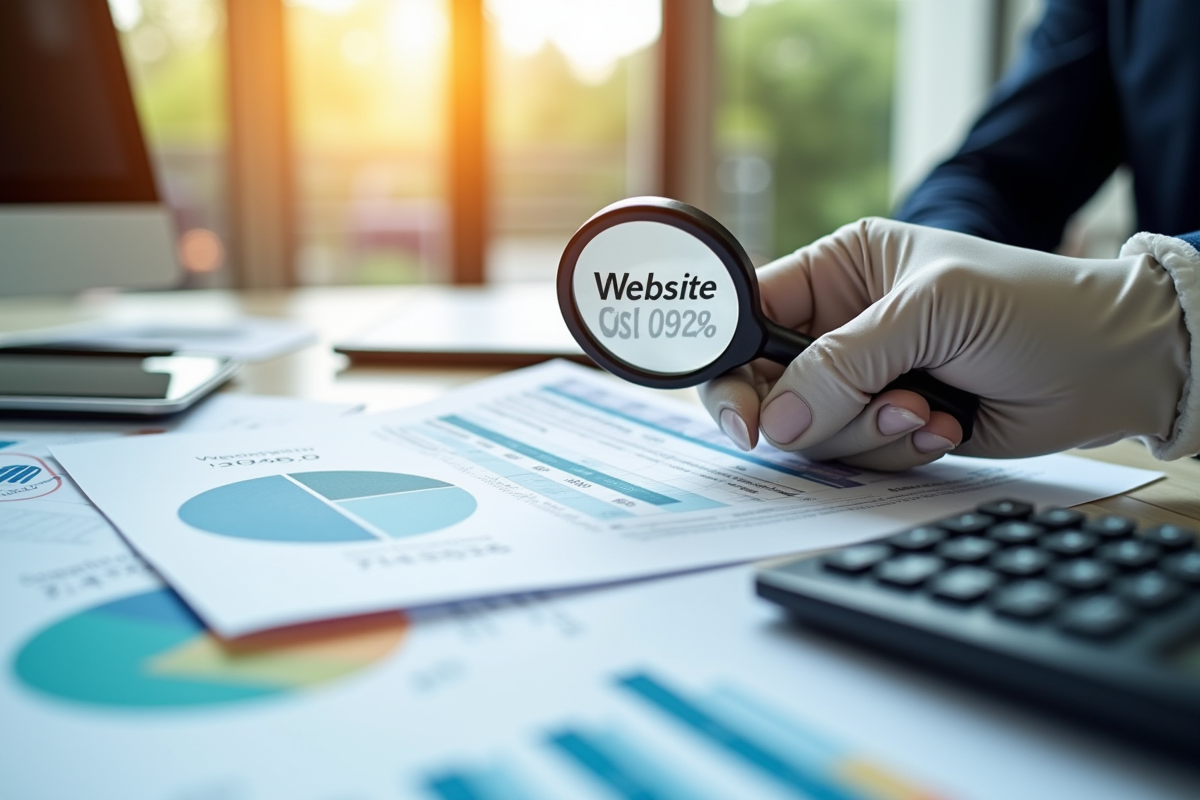 Main tenant une loupe sur une estimation de coût SEO