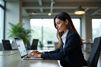Femme d'affaires confiante dans un bureau moderne