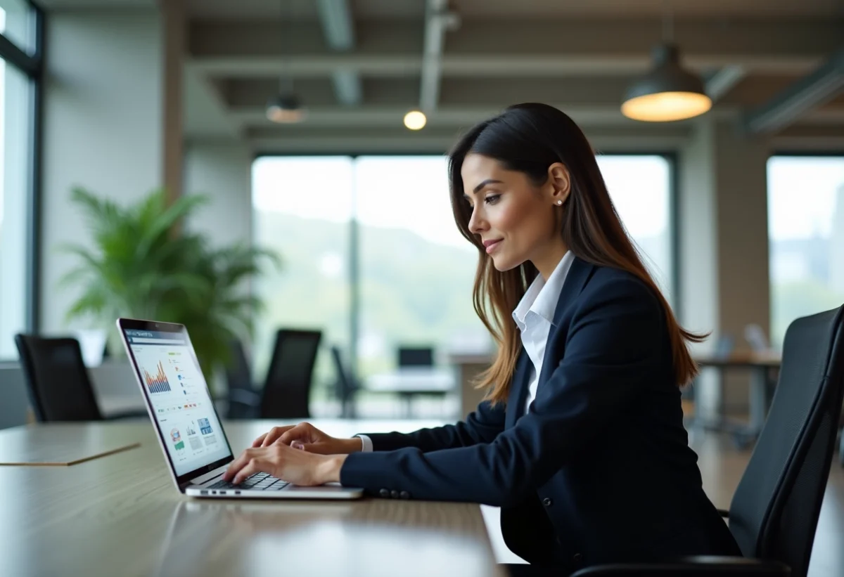 Femme d'affaires confiante dans un bureau moderne