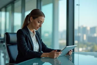Femme d'affaires en réunion dans un bureau moderne