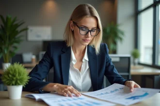 Femme d affaires en réunion dans un bureau moderne