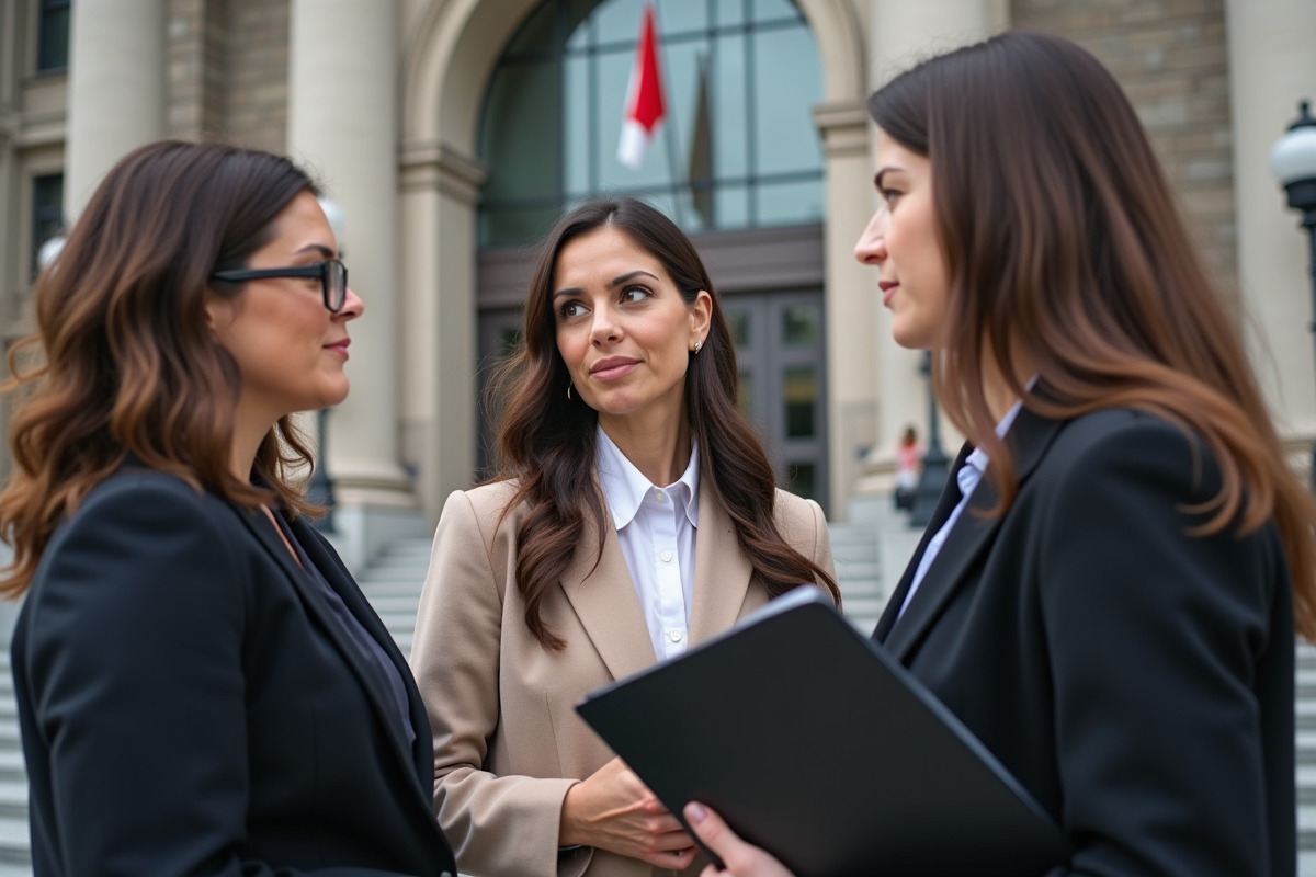 Groupe de personnes discutant devant l