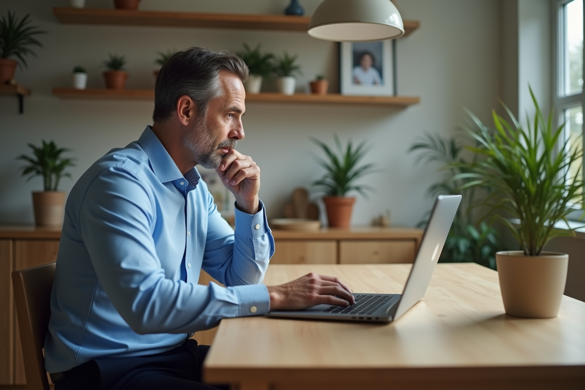 Homme rédigeant une lettre de démission à la maison