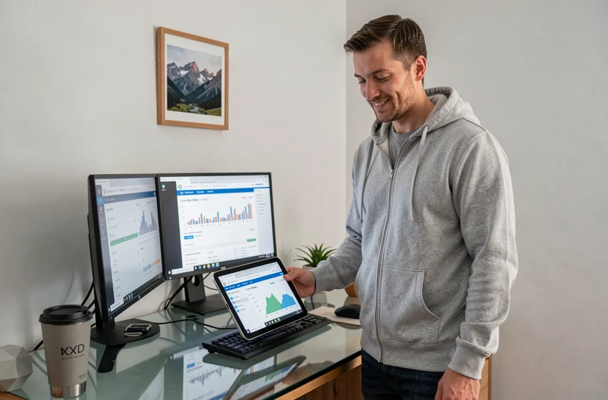 Consultant SEO de Qweb analysant les performances web et les Core Web Vitals d'un site client