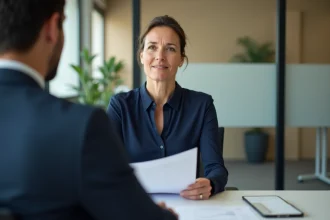 Femme en rendez-vous avec un conseiller France Travail pour suivi catégorie 3 et RSA