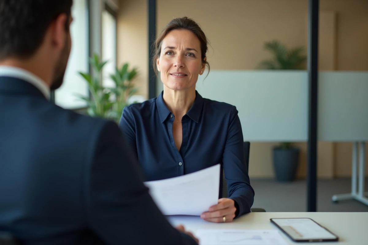 Femme en rendez-vous avec un conseiller France Travail pour suivi catégorie 3 et RSA