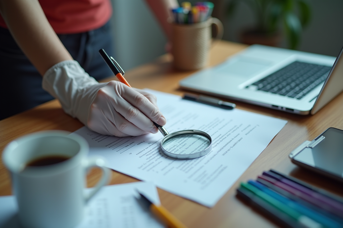 Main tenant un contrat avec outils de conformité et café